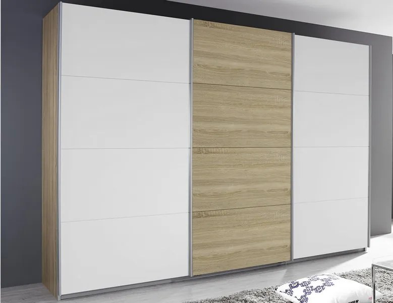 Šatníková skriňa Kulmbach, dub sonoma / biela