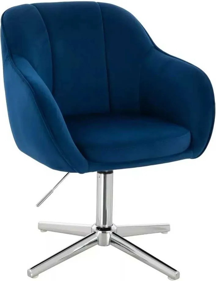 LuxuryForm DESIGN Stolička AVOLA VELUR na striebornom kríži - modrá