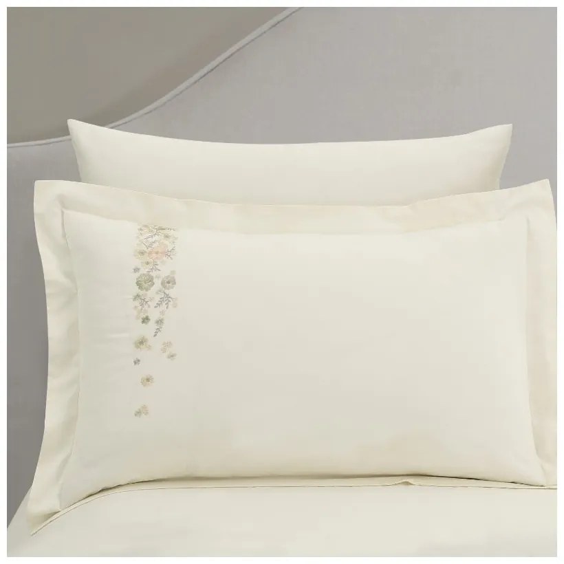 Krémové obliečky na jednolôžko z bavlneného saténu s plachtou/6-dielne 140x200 cm Maison Bloom – Mila Home Luxury