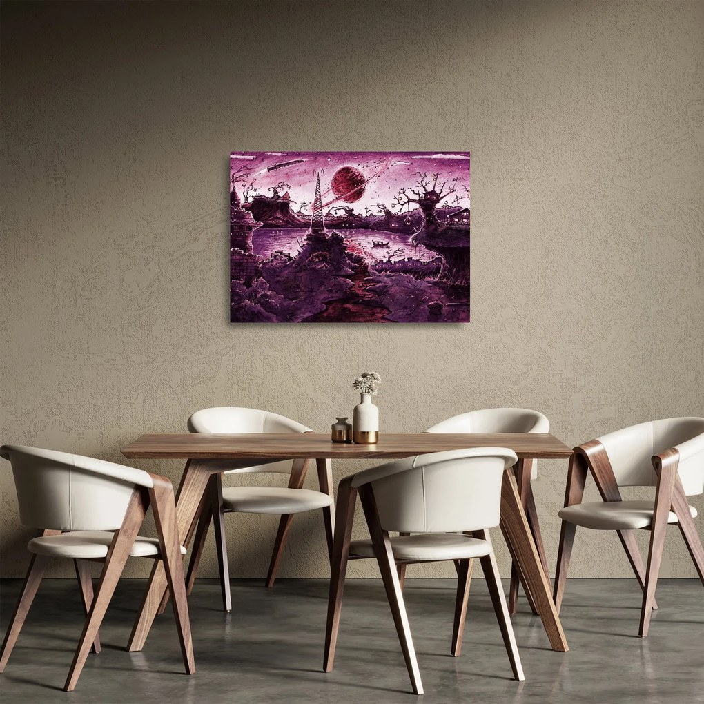 Sklenený obraz - Očarovaná dedina (70x50 cm)