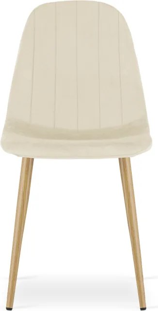 Set dvoch jedálenských stoličiek PADVA zamatové béžové / hnedé nohy (2 ks)