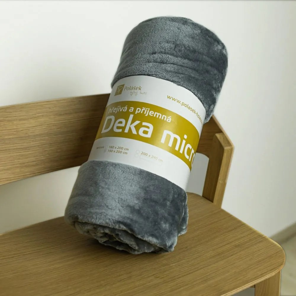 Polášek Deka MIKROFLANEL - Tmavošedá | 150 x 200 cm
