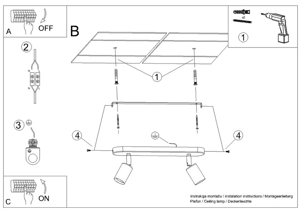 Bodové svietidlo Fornes 2, čierne telo svietidla, (možnosť polohovania)