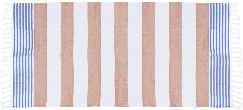 Plážová osuška FARAO 90 x 180 cm, hnedo-biela, 70% bavlna | 30% polyester