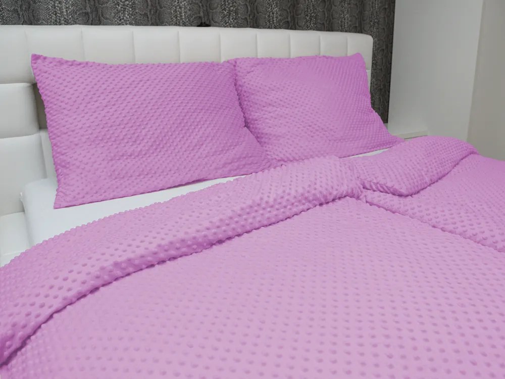 Biante Hrejivé posteľné obliečky Minky TOP 3D bodky MKP-053 Fialová lila Jednolôžko 140x200 a 70x90 cm