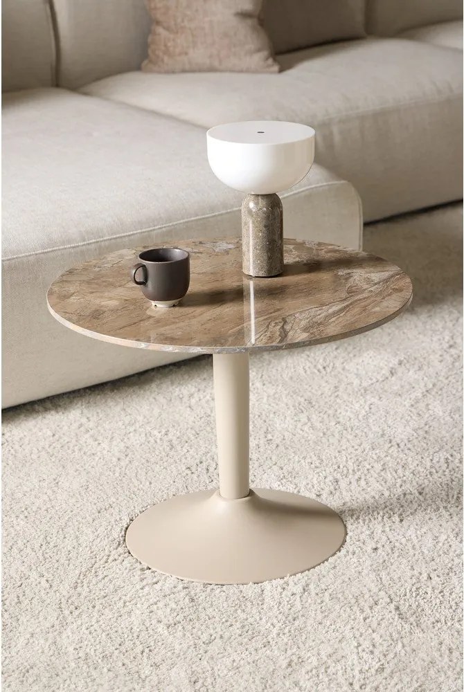 Hnedý okrúhly konferenčný stolík s keramickou doskou ø 60 cm Malta – Actona