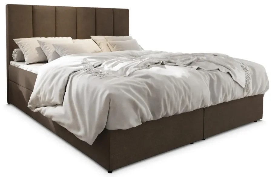 Čalúnená posteľ boxspring MERALIS 160x200 cm hnedá Matrac: Bonell pružinová matrac