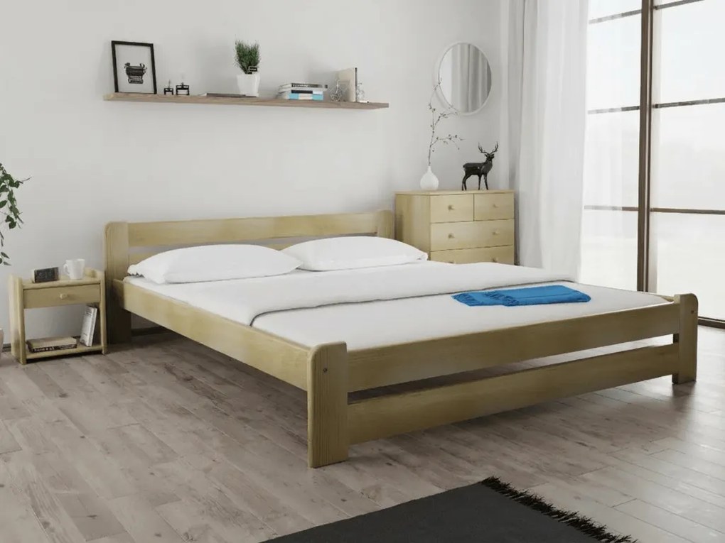 Posteľ Laura 140 x 200 cm, borovica Rošt: S lamelovým roštom, Matrac: Matrac DELUXE 10 cm