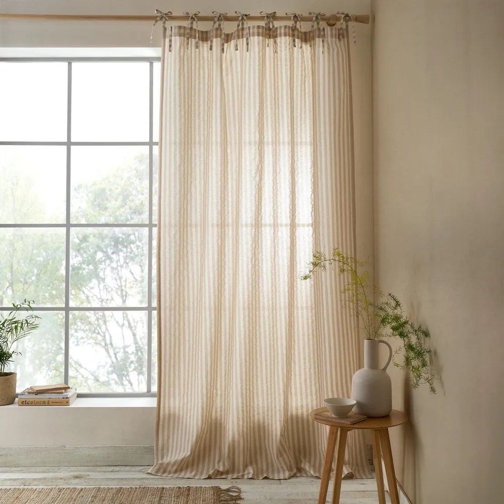 Béžový záves 140x229 cm Zanzibar Woven Stripe – Pineapple Elephant