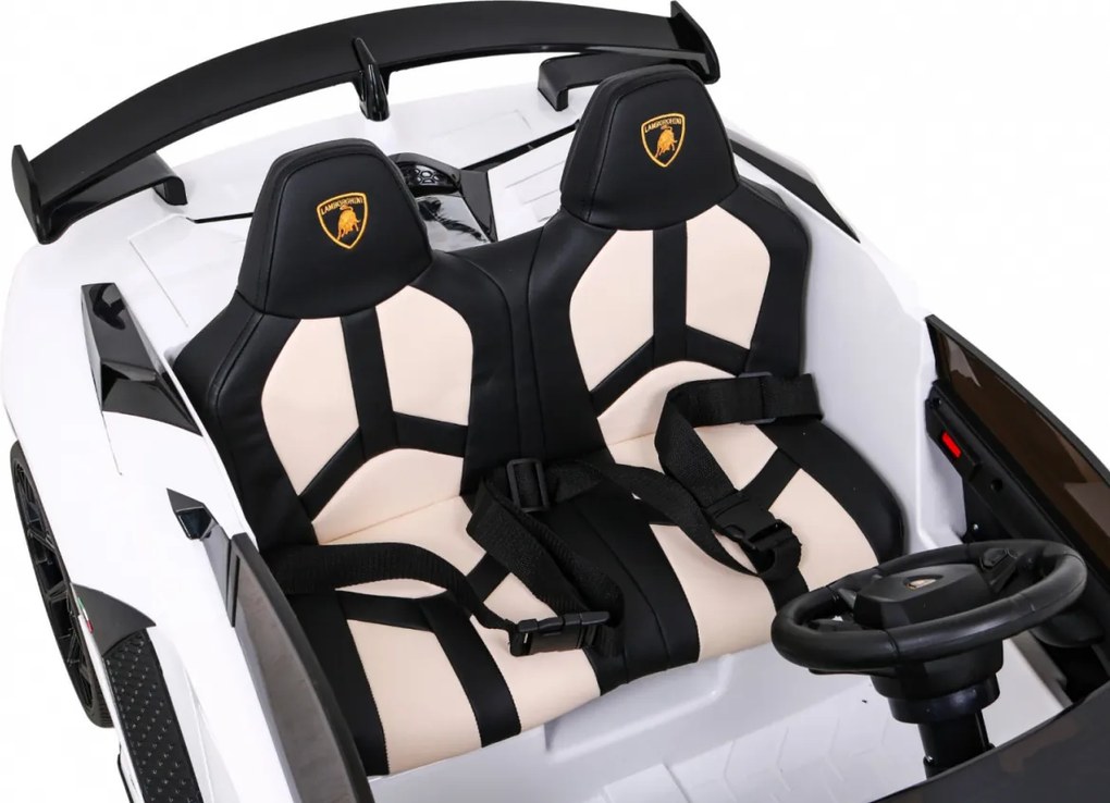 Ramiz Lamborghini SVJ DRIFT elektrické auto pre 2 deti biele + funkcia driftu + diaľkové ovládanie