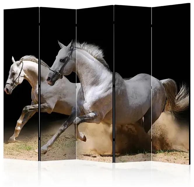 Paraván - Galloping horses on the sand II [Room Dividers] Veľkosť: 225x172, Verzia: Akustický