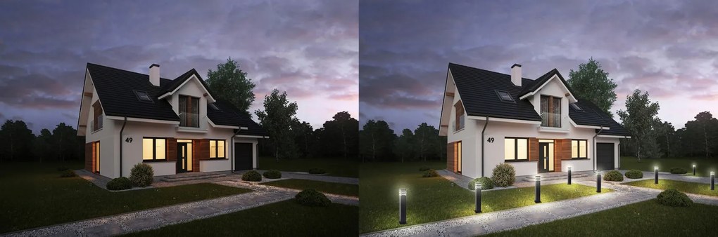 BERGE Záhradná lampa Malibu - ME0021 - E27 - 60 cm - čierna - pohybové čidlo