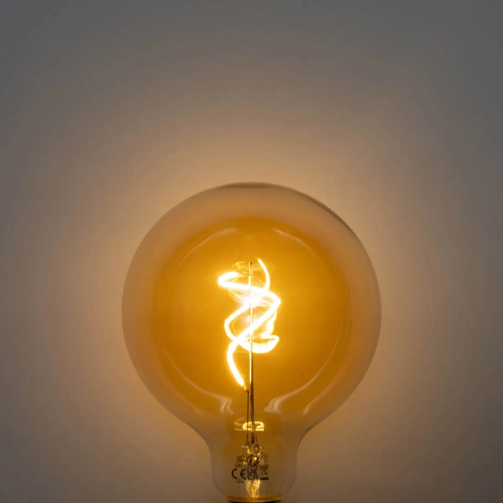 Sada 5 E27 stmievateľných LED žiaroviek so špirálovým vláknom zlatých G125 4W 270LM 2700K