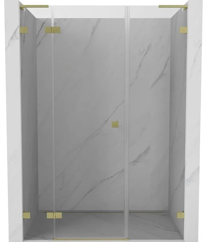 Mexen Lunar L, ľavé otočné sprchové dvere 155 cm, 8mm číre sklo, zlatý matný profil, 834SL-155-050-55-00-L