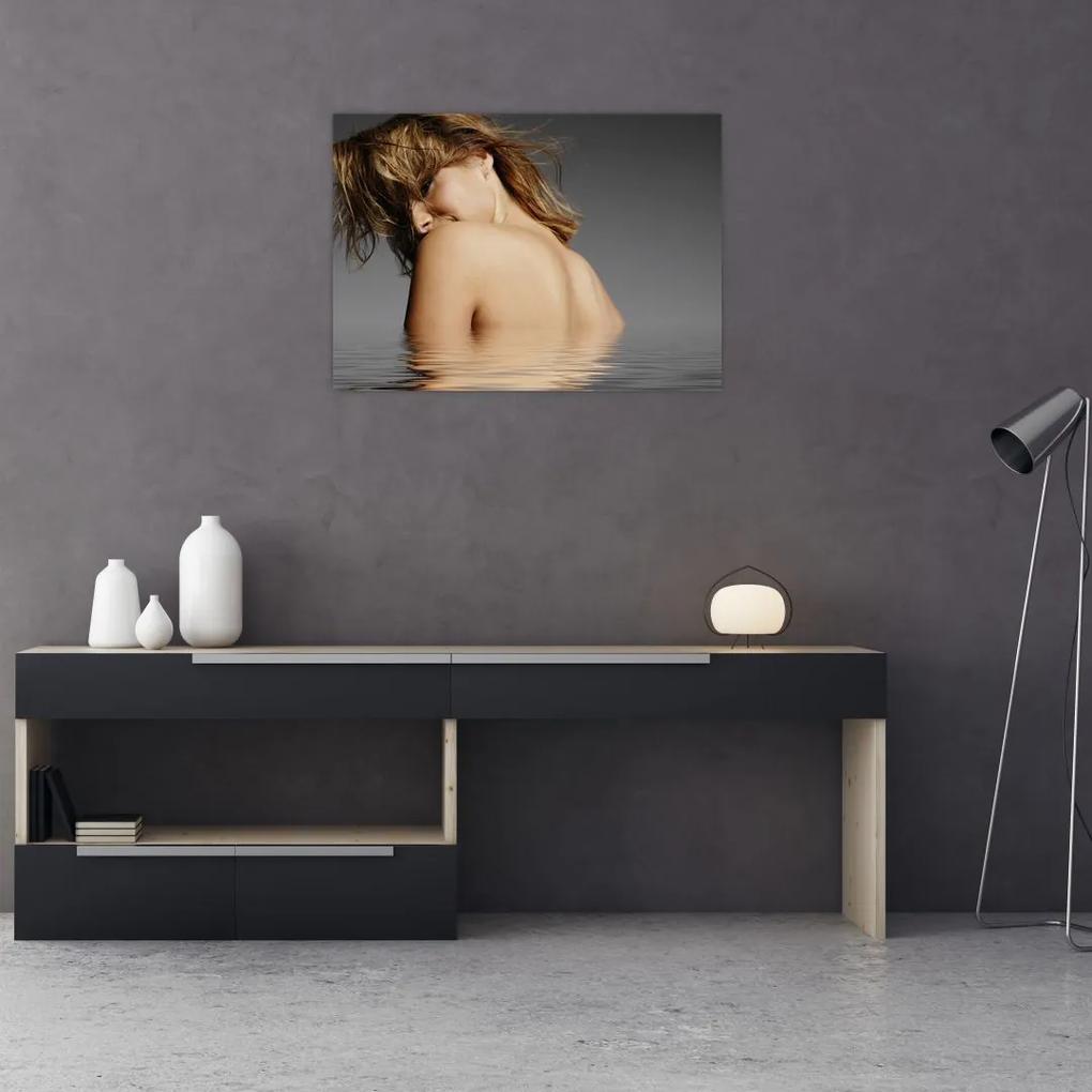 Sklenený obraz kúpajúcej sa ženy (70x50 cm)