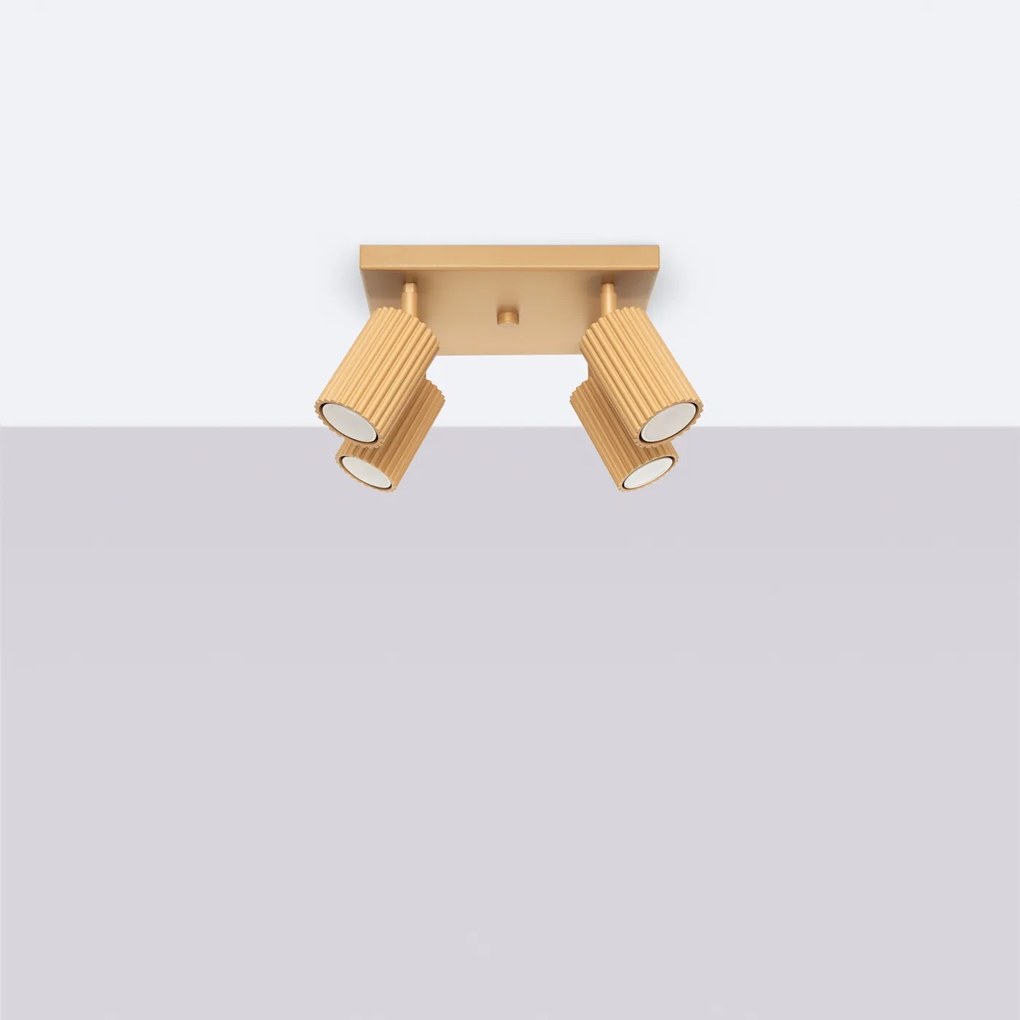 Stropné svietidlo Karbon, 4x zlaté kovové tienidlo, (možnosť polohovania)