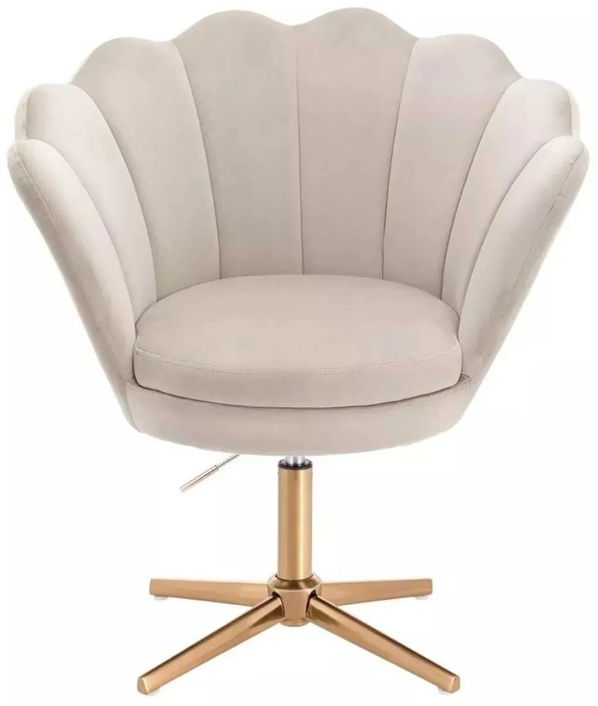 LuxuryForm DESIGN Kreslo FREY VELUR na zlatom kríži - latte