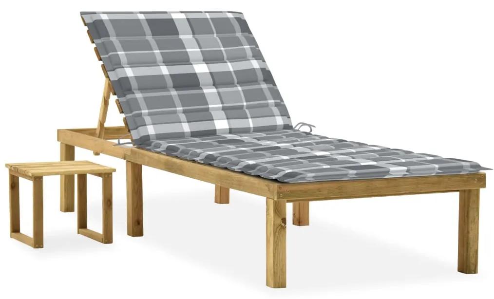 vidaXL Záhradné ležadlo so stolom a vankúšom impregnovaná borovica