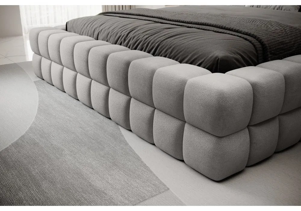 Sivá čalúnená dvojlôžková posteľ s úložným priestorom s roštom 180x200 cm Dizzle – ELTAP