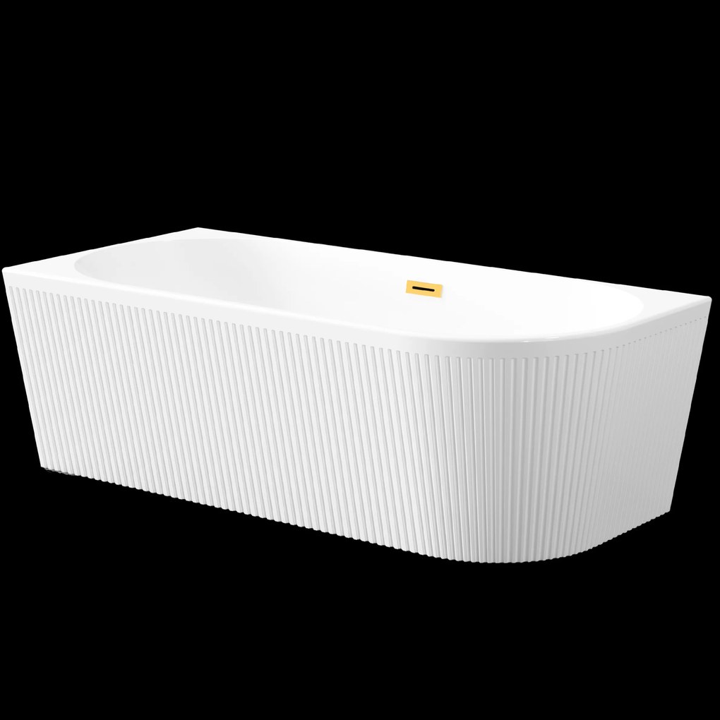 Invena, voľne stojaca vaňa 170x80x58 cm, ľavá, biela lesklá, zlatý prepad, INV-AN-02-19L-KPL