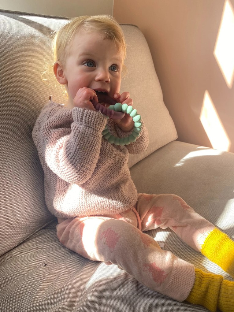 Hryzadielko Slnko, zelené/fialové