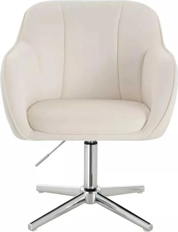 LuxuryForm DESIGN Stolička AVOLA VELUR na striebornom kríži - biela