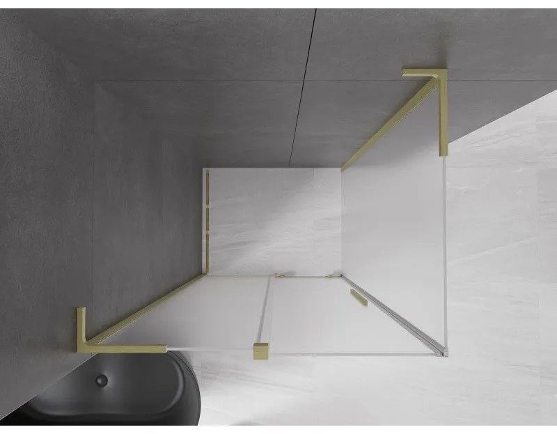 Mexen Velar L, sprchový kút s posuvnými dverami 120 x 85 cm, 8mm sklo námraza, zlatá matná, 871-120-085-33-55