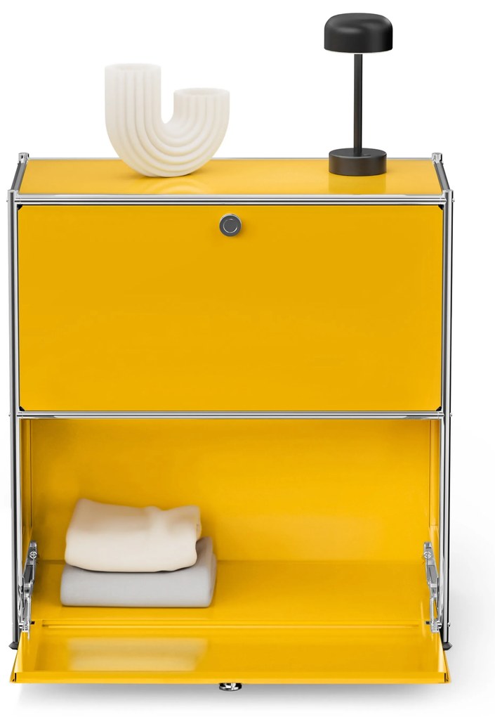 Kovová odkladacia skrinka »CN3« s výklopnými priehradkami, žltá