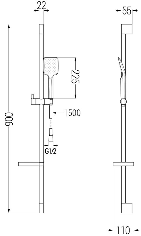 Mexen sprchový set DS62, čierny, 785624583-70