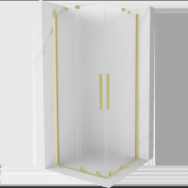 Mexen Velar Duo sprchový kút posuvný 100 x 100 cm, mrazený, zlatá kartáčovaná - 871-100-100-32-55