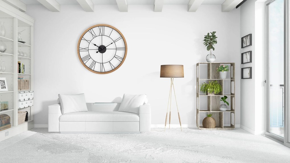 Tutumi, okrúhle nástenné hodiny 60 cm kovové / drevené MC70898, hnedá-čierna, ZEG-08740