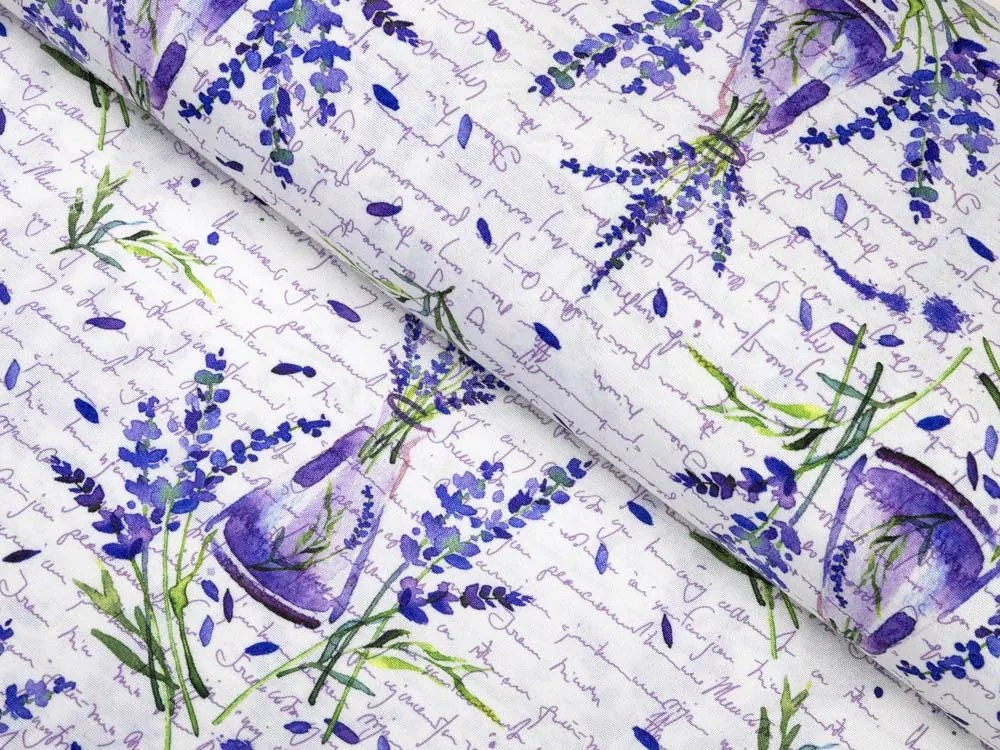 Biante Dekoračný oválny obrus PML-082 Vetvičky levandúľ s vázičkami 140x220 cm
