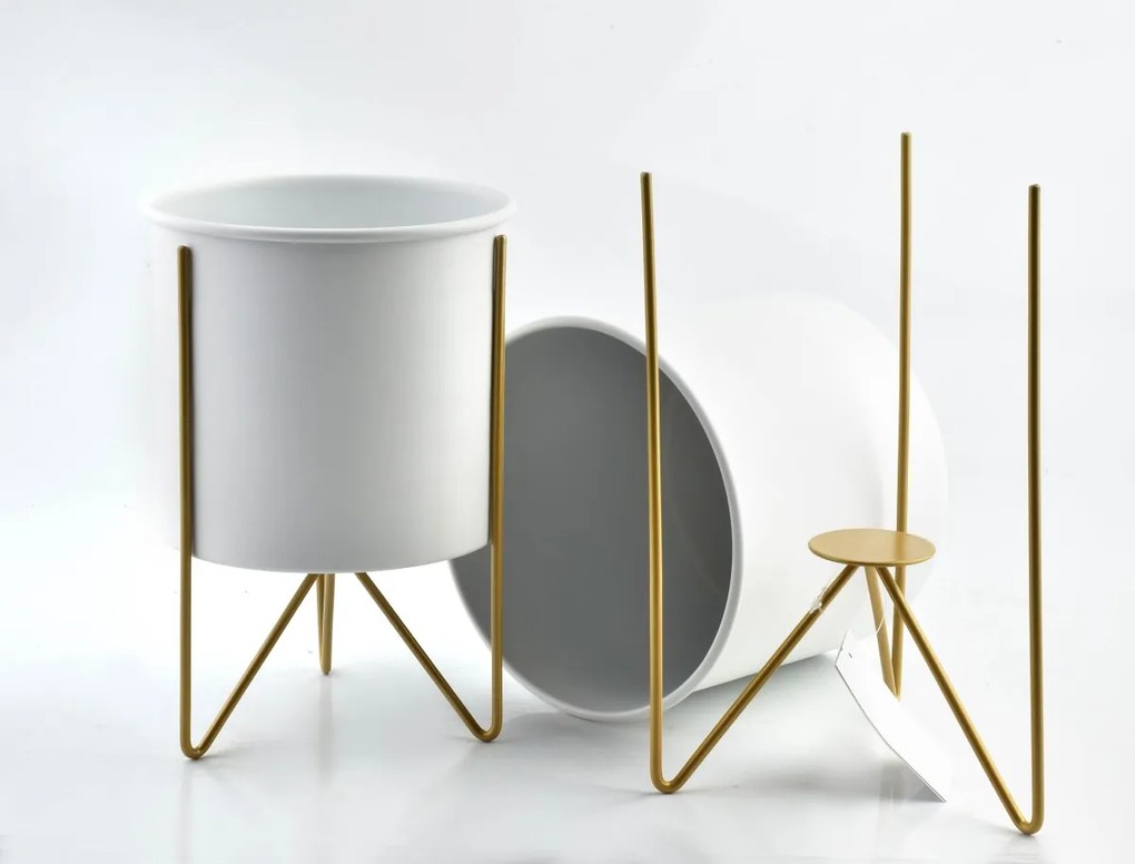 Sada 2 kvetináčov na stojane SWEN II biela