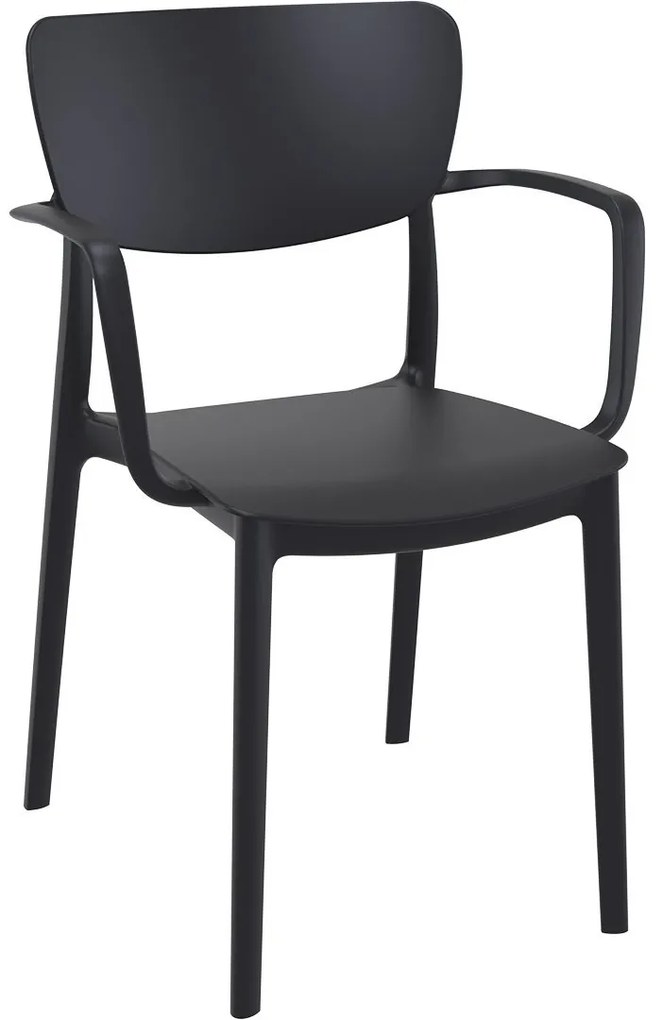 LISA záhradná stolička s podrúčkami black