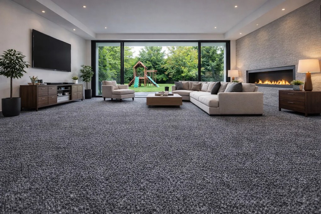 Lano, Koberec metráž Bloom 823, na mieru, šíře 4m,5m, šedá, ab (mriežka), chodba / predsieň