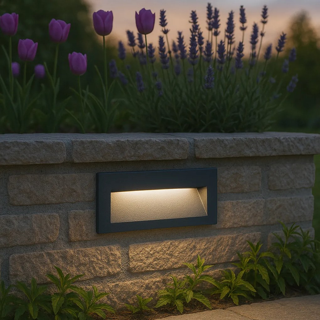 Moderné Zapustené Nástenné Svietidlo Čierne 16cm vrátane LED IP65 - Mert