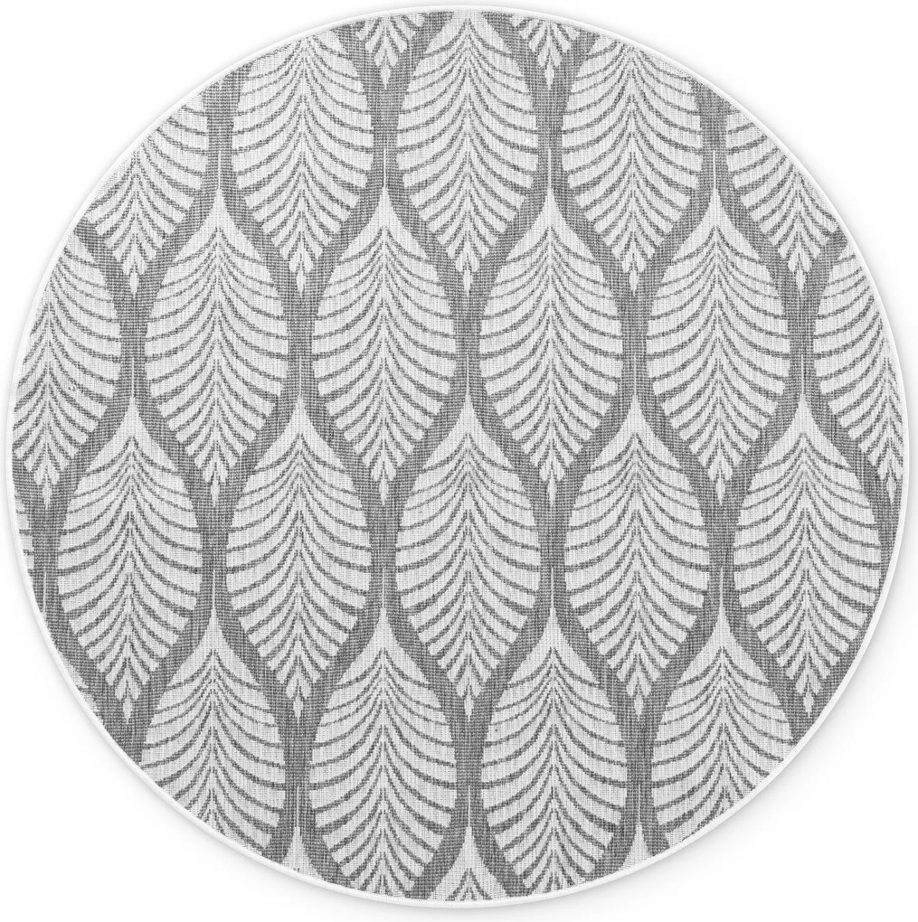 Kusový koberec Duet Liora 106246 White/Gray kruh - na von aj na doma, 160x160 (priemer) kruh, šedá, chodba / predsieň, NORTHRUGS