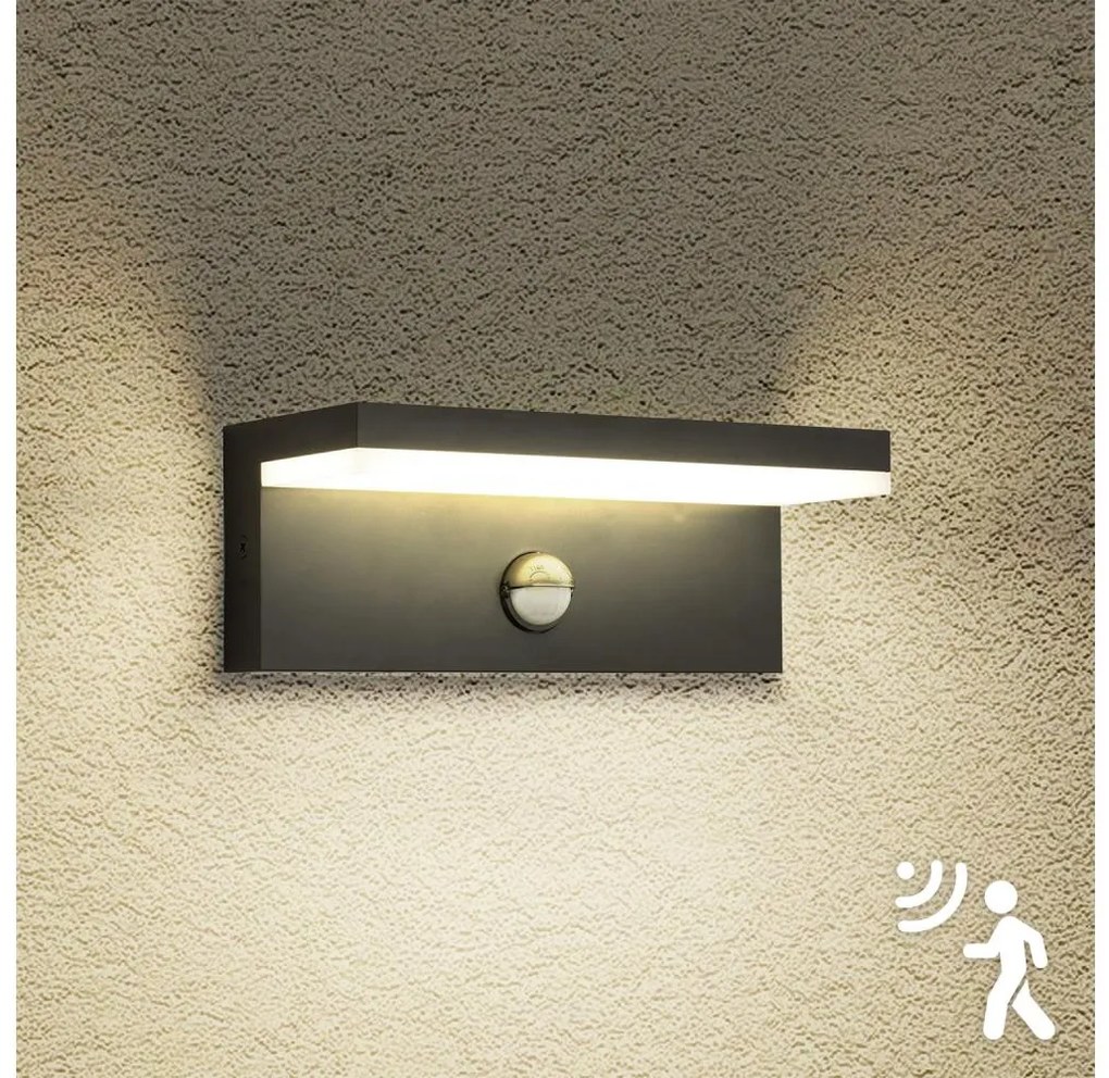 Brilagi-LED Vonkajšie nástenné svietidlo so senzorom TESSI LED/10W/230V čierna IP54