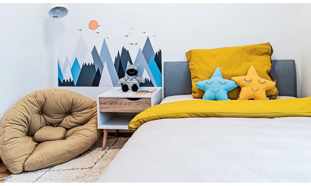 Modrá/sivá čalúnená jednolôžková posteľ bez roštu 120x200 cm Lena – Meise Möbel