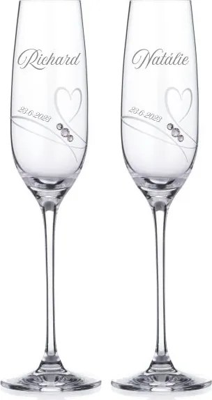Svadobné poháre na sekt Diamante Romance, 2 ks