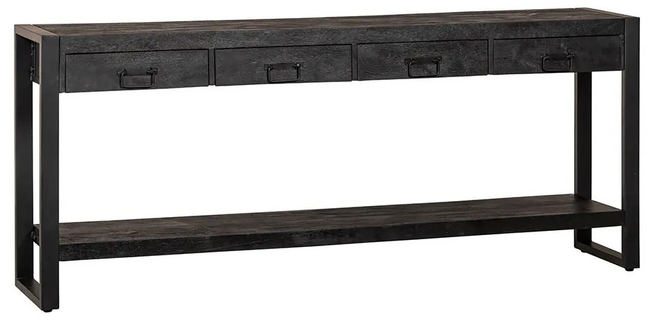 Konzolový stolík z mangového dreva Atlanta Black 4 zásuvky 180 cm Mahom