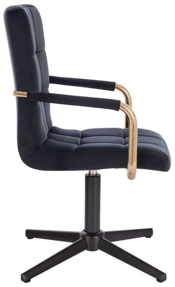 LuxuryForm DESIGN Otočná stolička VERONA GOLD VELUR na čiernom kríži - čierna