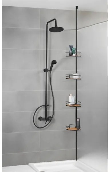 WENKO 24756100-Rohová polica DOLCEDO 31x20 cm nerez/čierna/hnedá