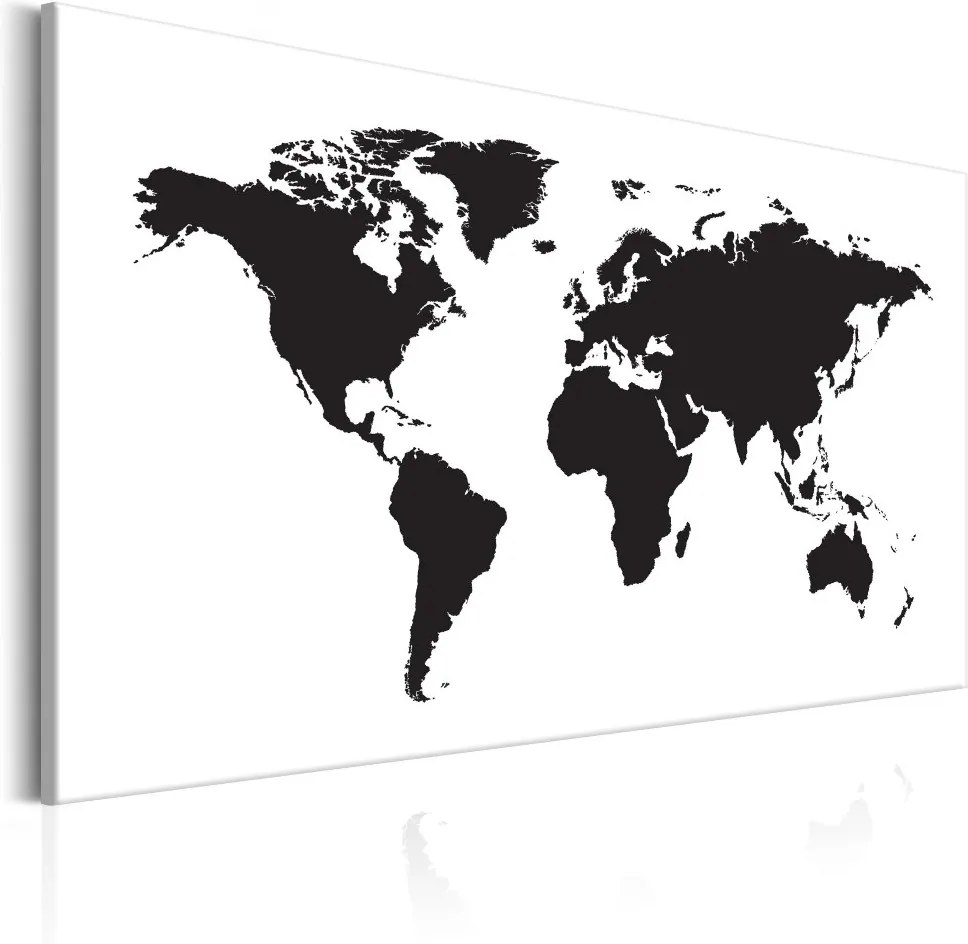 Obraz na plátne Bimago - World Map: Black & White Elegance 90x60 cm