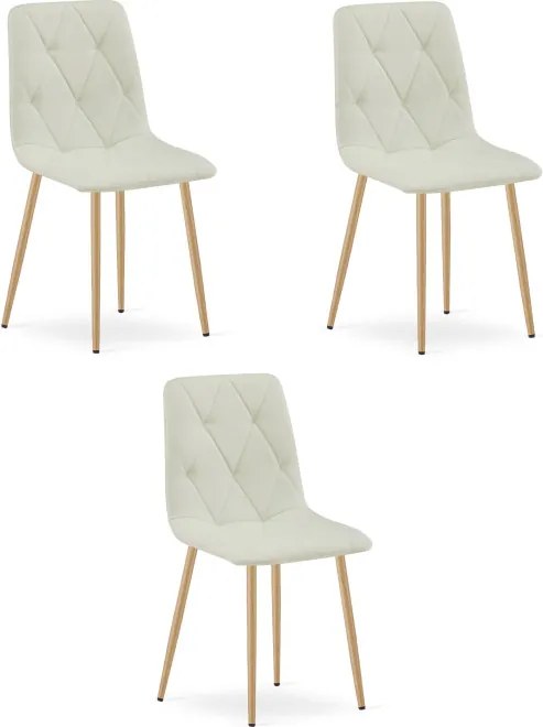 Set troch jedálenských stoličiek LIBRA béžové / hnedé nohy (3 ks)