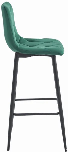 Set troch barových stoličiek NADO zamatové tmavozelené (čierne nohy) 3 ks