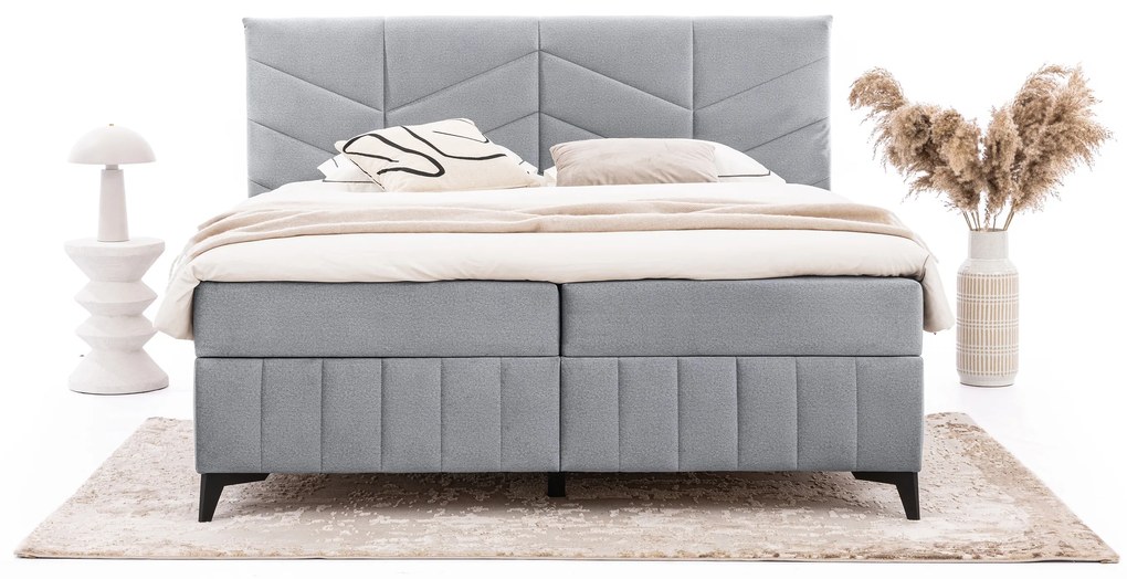 Posteľ Boxspring Penia 180x200 s úložným priestorom - popolový hydrofóbny zamat Element 24