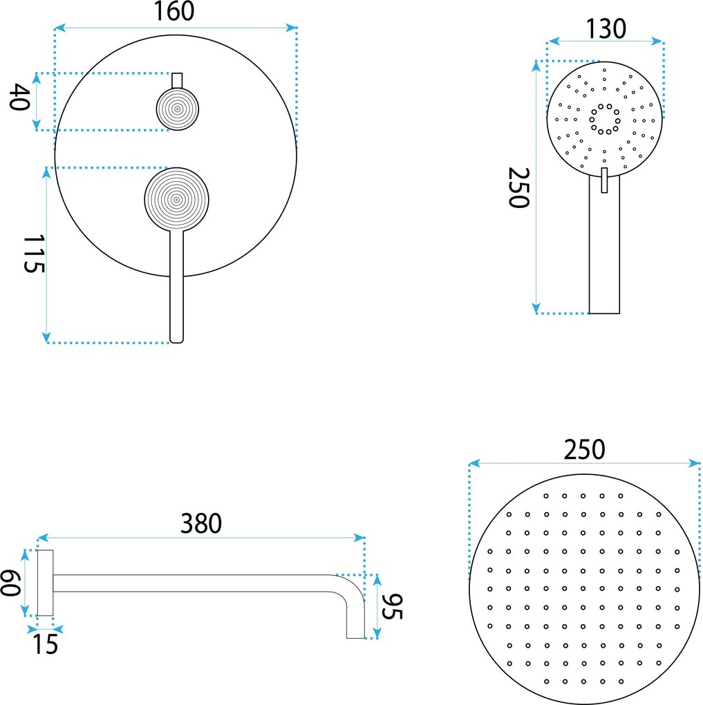 Rea Foster, podomietková sprchová súprava + BOX, brúsená oceľ, REA-P6440