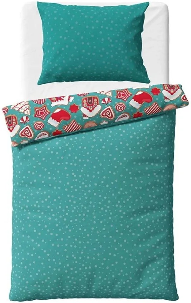 Vianočné posteľné obliečky - motív Perníčková show - 100% bavlna renforcé - 70 x 90 cm + 140 x 200 cm