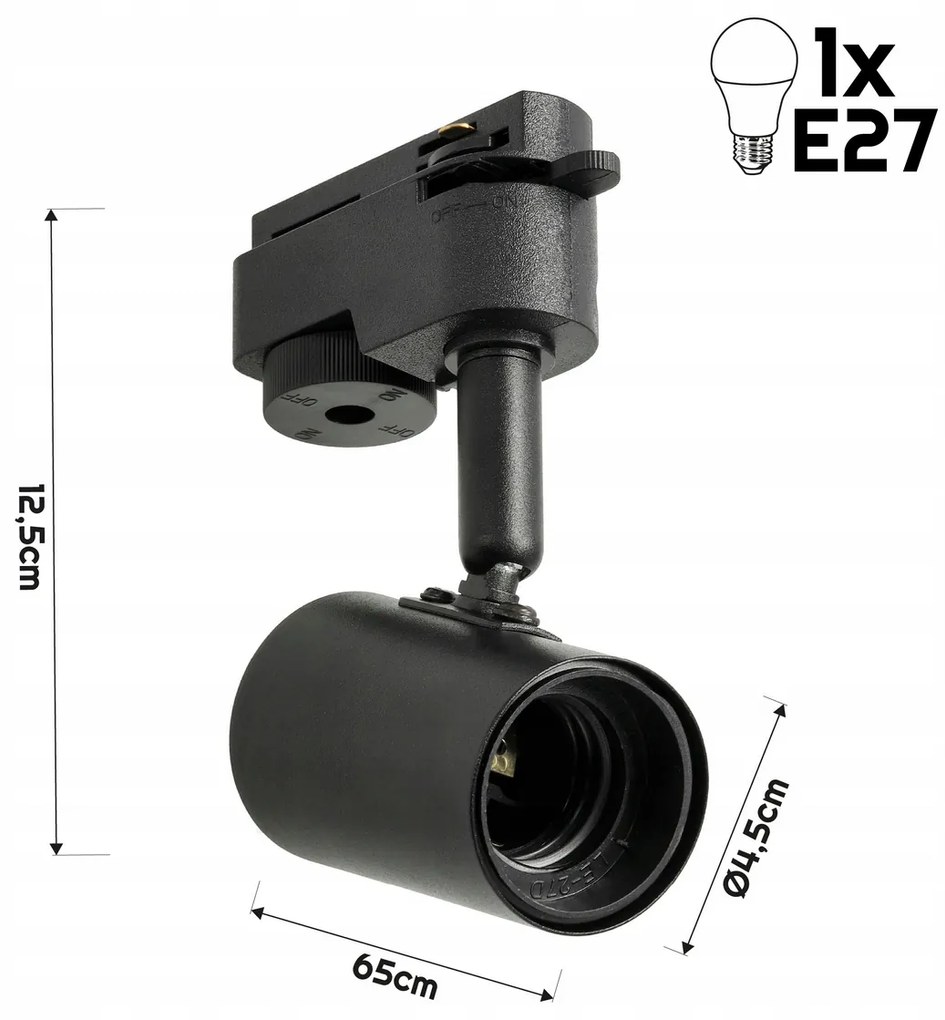 BERGE Čierne bodové svetlo pre LED žiarovku E27